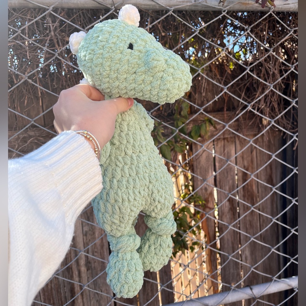 Green Dinosaur Crochet Snuggler